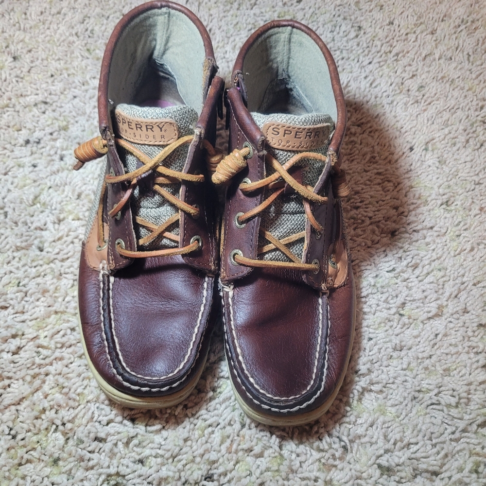Sperry Women's Top Sider Marella Brown Leather Chukka Zip Ankle Boots Sz 7M